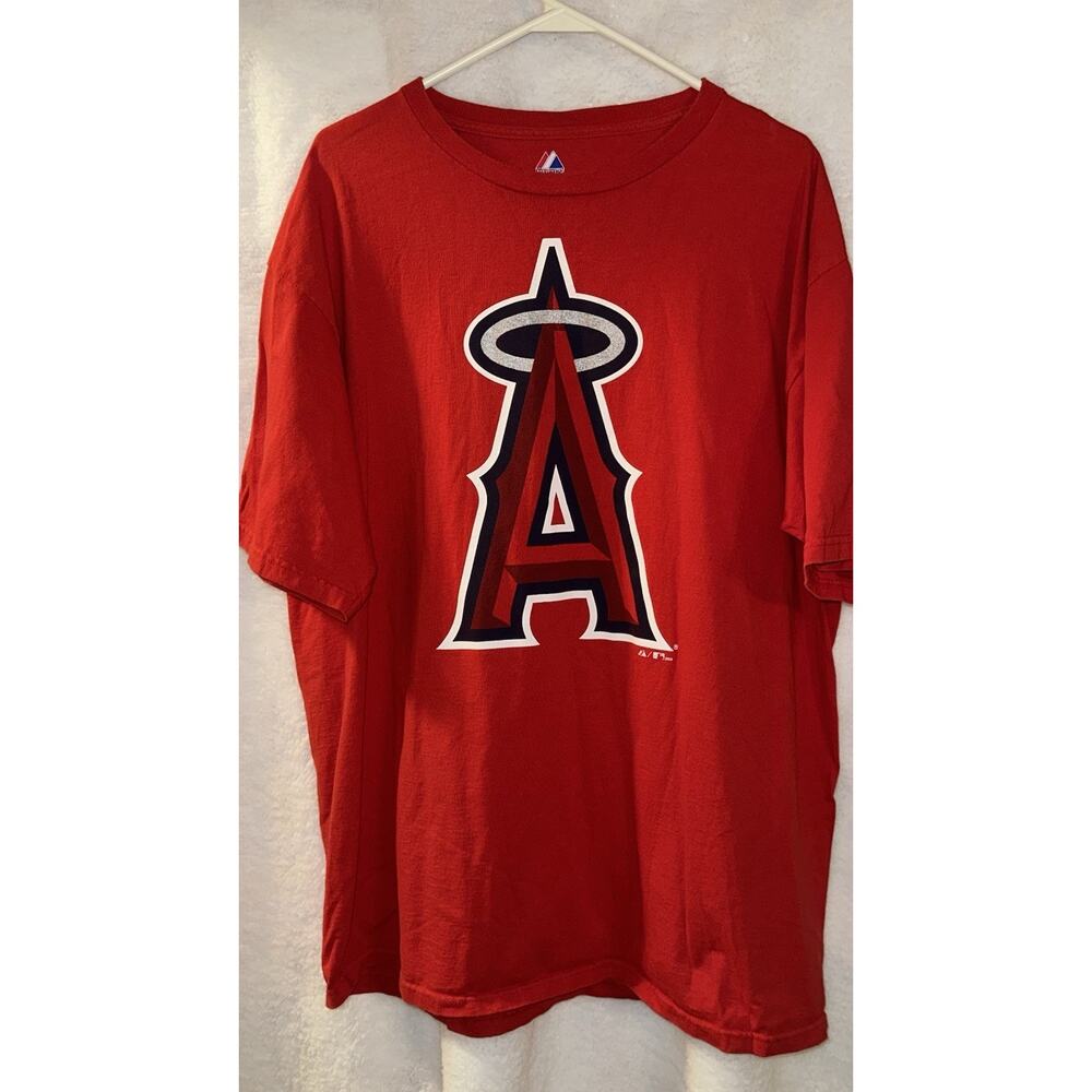 Los‎ Angeles Angels Majestic T-Shirt Men’s XL Red MLB Logo Tee Baseball